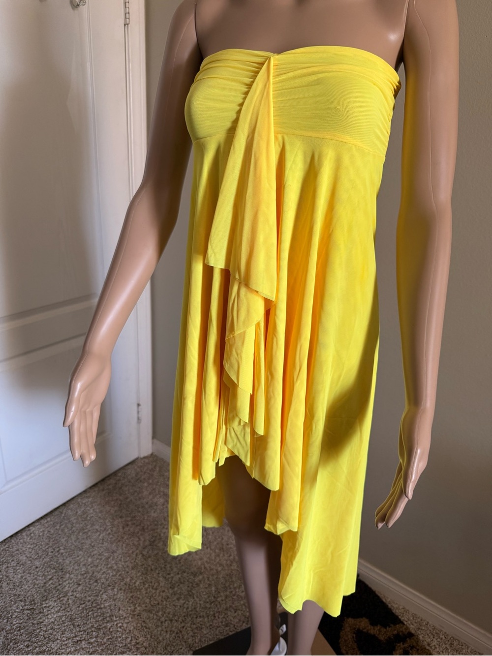 VENUS Bright Yellow Strapless Ruffle Cascade Dress or Skirt.